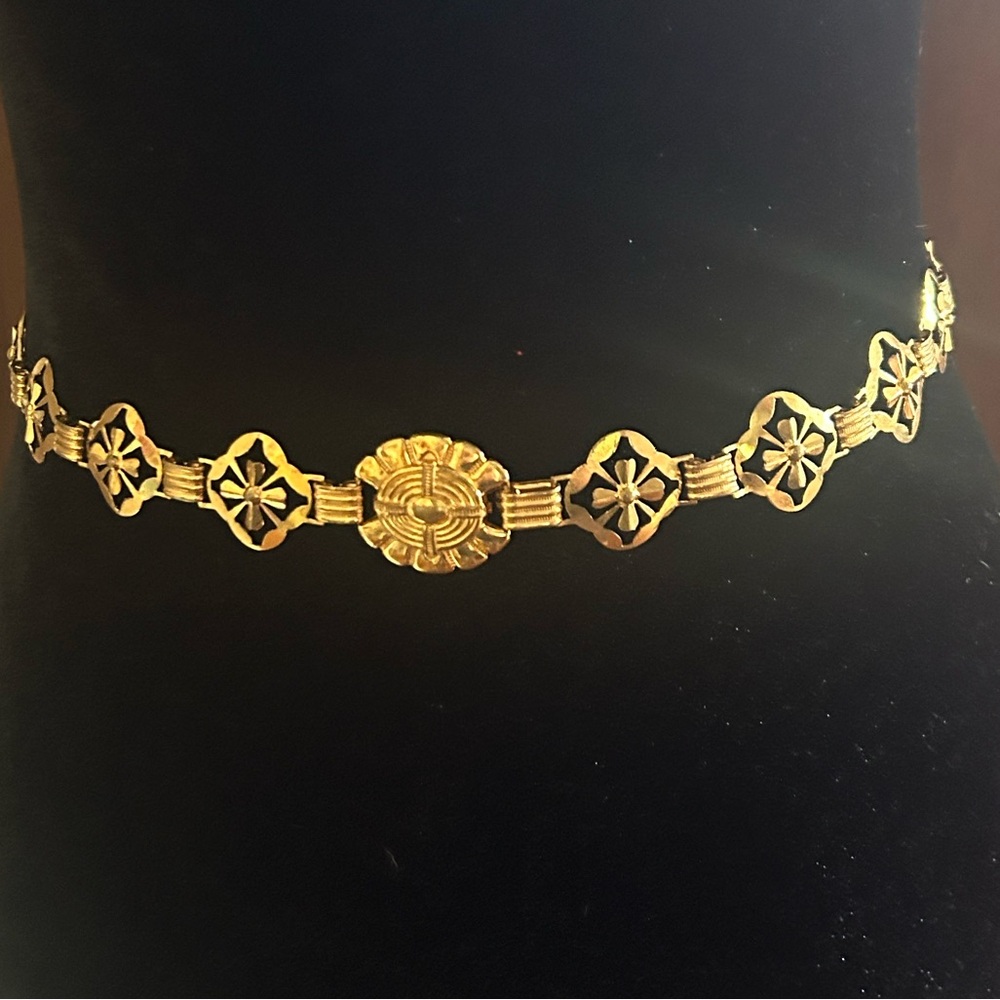 Gold Floral Medallion Waist Chain Belt - Women's Gold Accessory